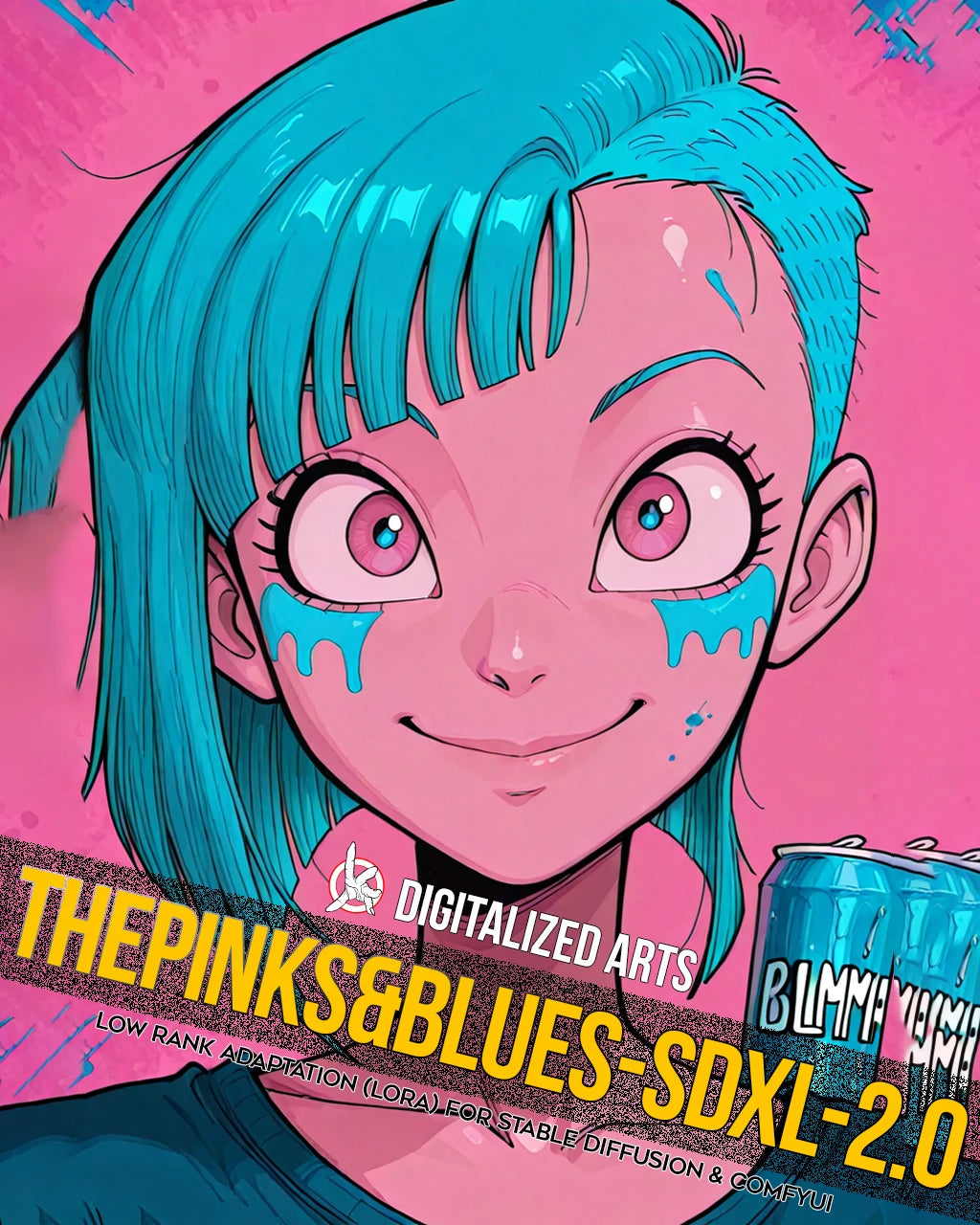 DigitalizedArts ThePinksNBlues - Cyberpunk Pop Art & Electric Color Gradient LoRA