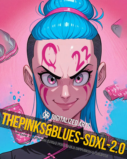 DigitalizedArts ThePinksNBlues - Cyberpunk Pop Art & Electric Color Gradient LoRA
