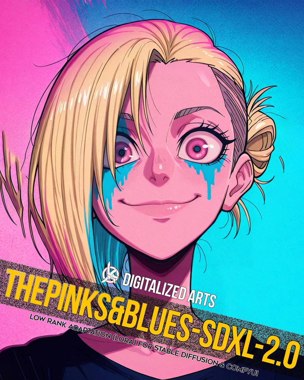 DigitalizedArts ThePinksNBlues - Cyberpunk Pop Art & Electric Color Gradient LoRA