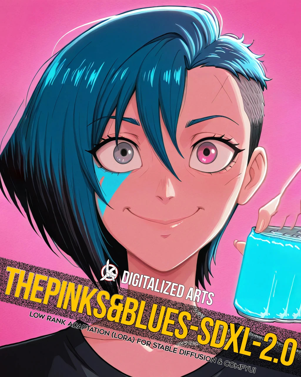 DigitalizedArts ThePinksNBlues - Cyberpunk Pop Art & Electric Color Gradient LoRA