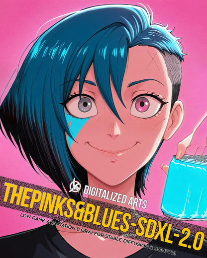 DigitalizedArts ThePinksNBlues - Cyberpunk Pop Art & Electric Color Gradient LoRA
