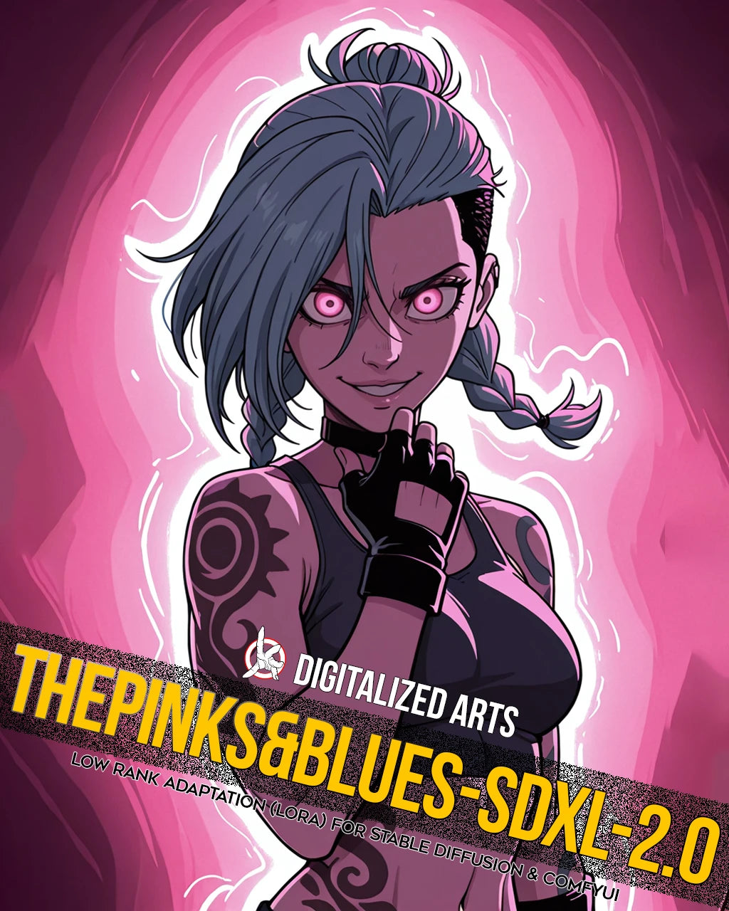 DigitalizedArts ThePinksNBlues - Cyberpunk Pop Art & Electric Color Gradient LoRA