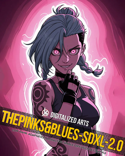 DigitalizedArts ThePinksNBlues - Cyberpunk Pop Art & Electric Color Gradient LoRA