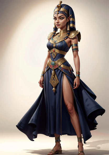 Digital art transforming a person into an Ancient Egyptian pharaoh with regal attire and golden crown.