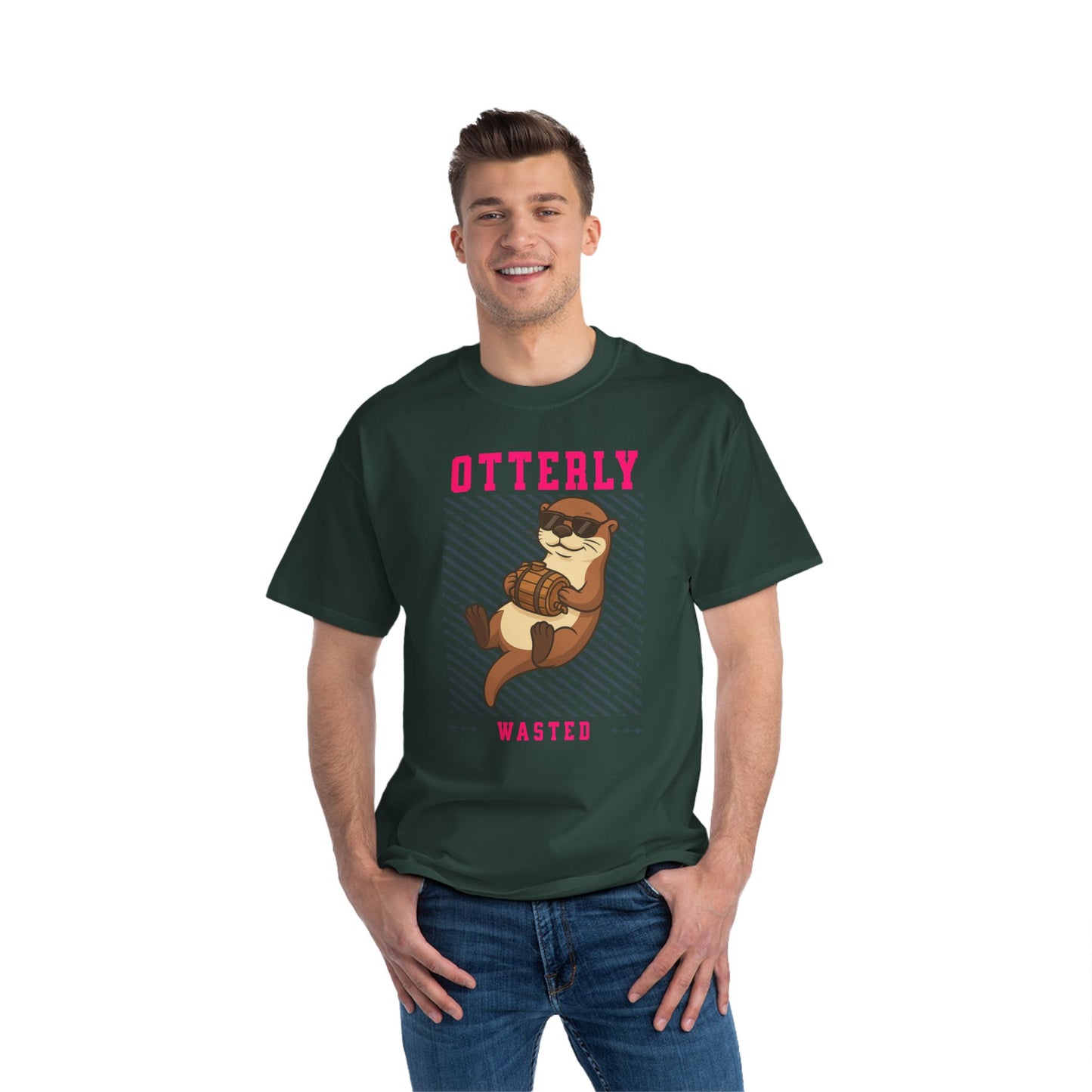 Otterly Wasted Oversized T-Shirt – Funny Animal Pun Graphic Tee | Beer Party Print