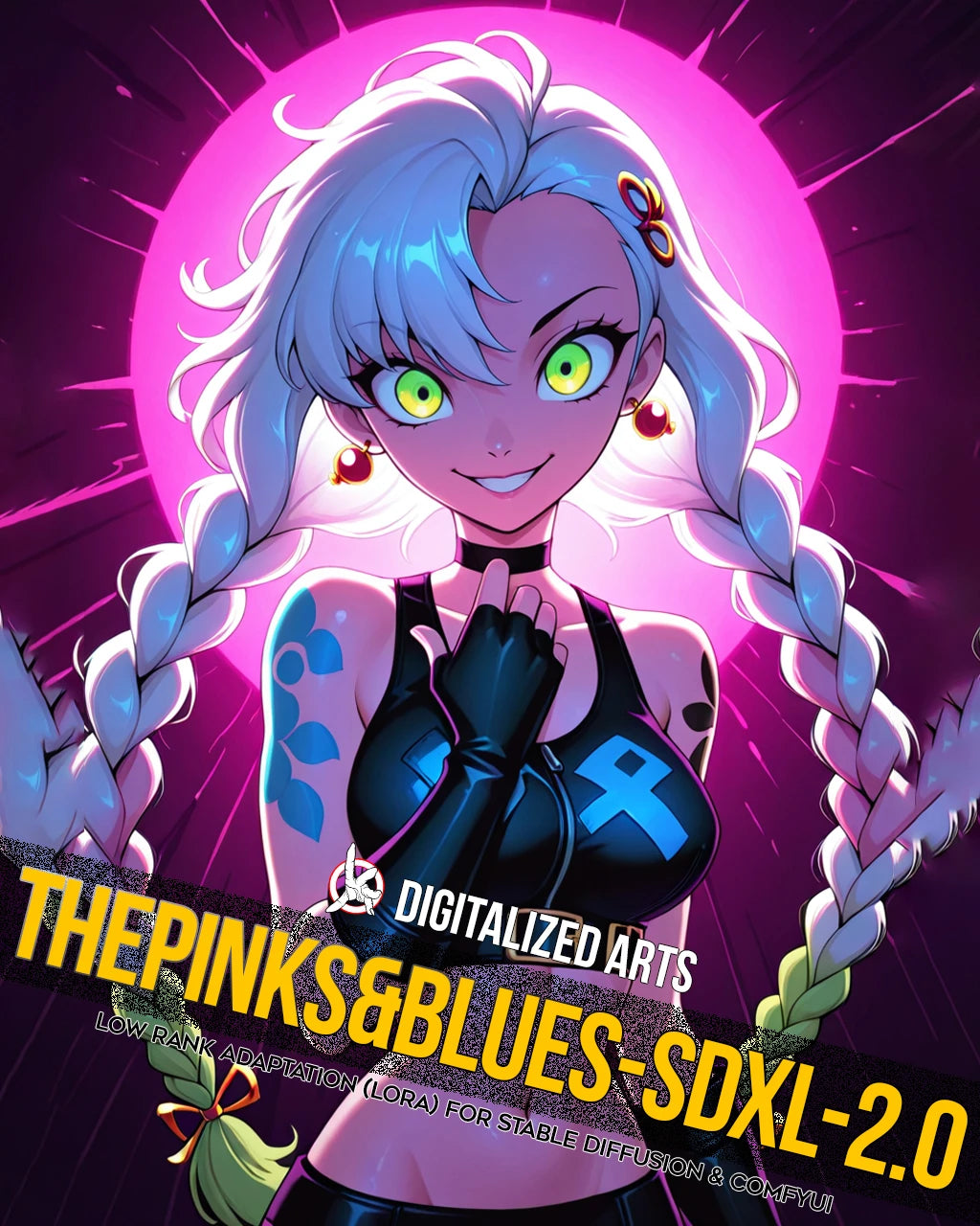 DigitalizedArts ThePinksNBlues - Cyberpunk Pop Art & Electric Color Gradient LoRA