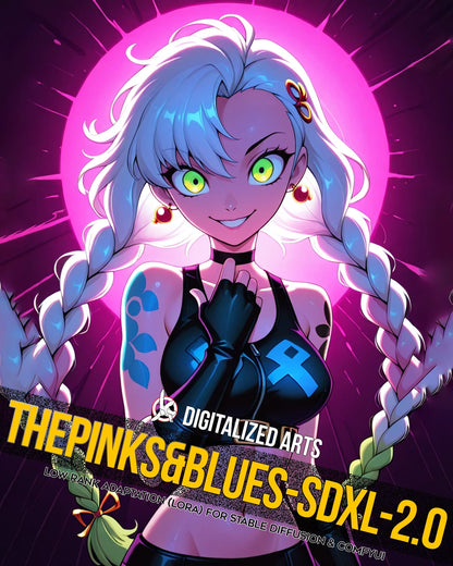 DigitalizedArts ThePinksNBlues - Cyberpunk Pop Art & Electric Color Gradient LoRA