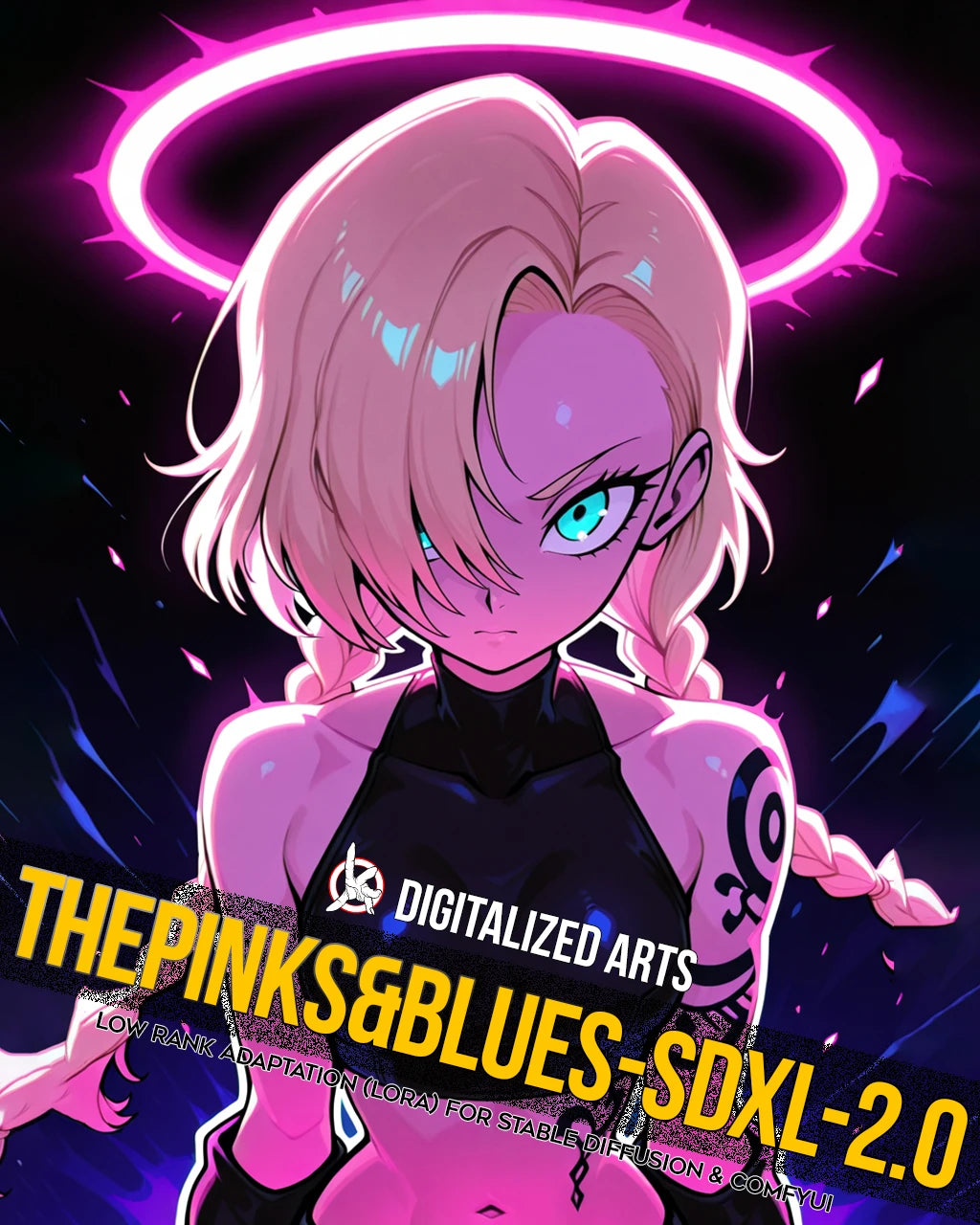 DigitalizedArts ThePinksNBlues - Cyberpunk Pop Art & Electric Color Gradient LoRA