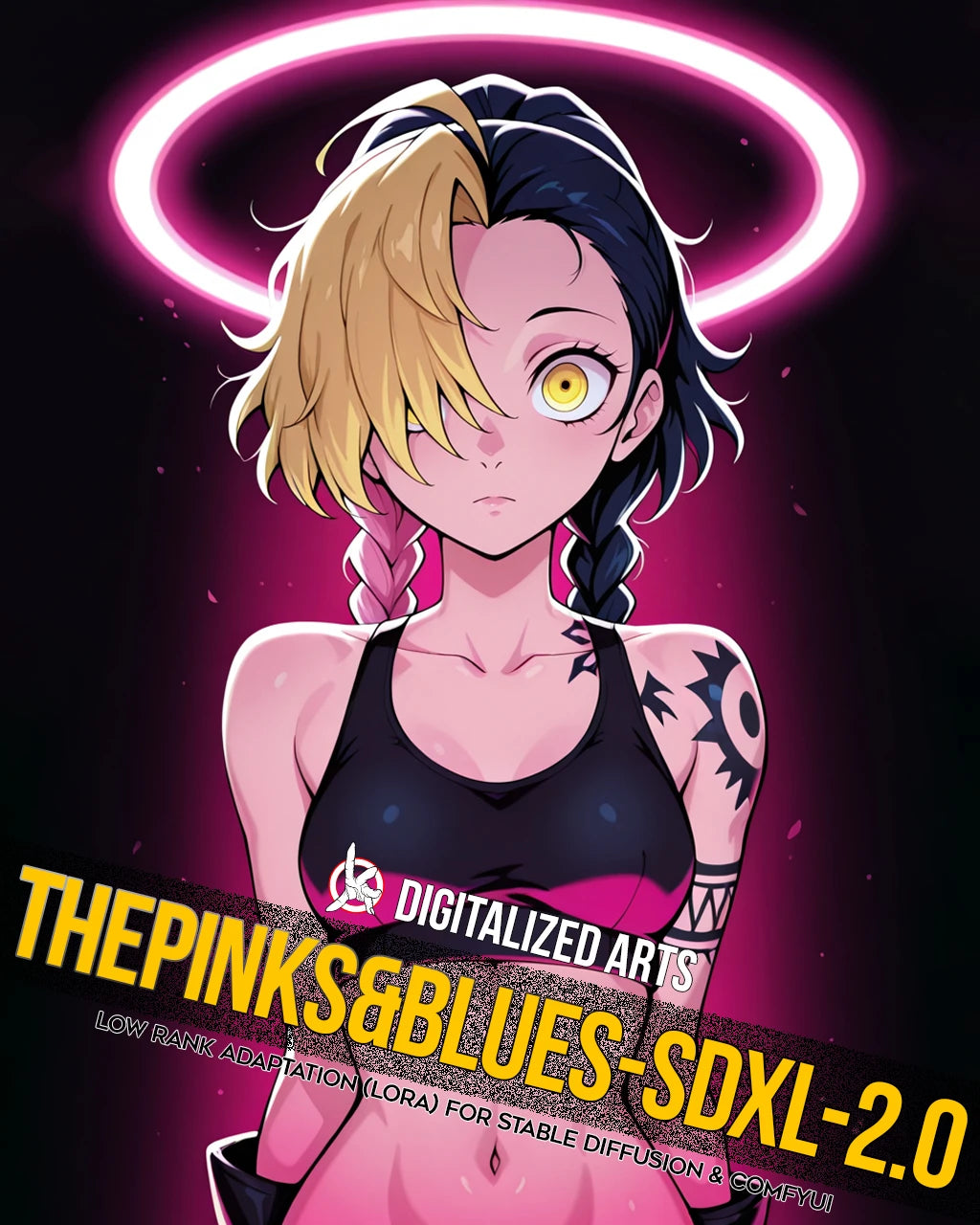 DigitalizedArts ThePinksNBlues - Cyberpunk Pop Art & Electric Color Gradient LoRA