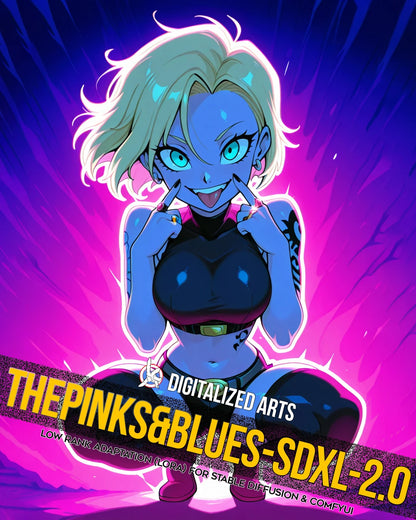 DigitalizedArts ThePinksNBlues - Cyberpunk Pop Art & Electric Color Gradient LoRA