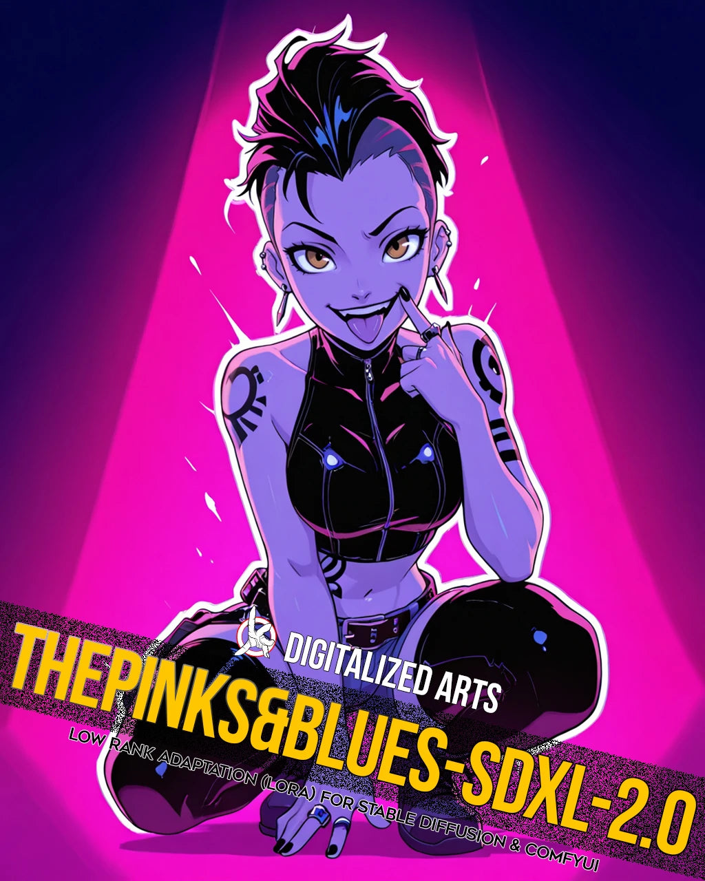 DigitalizedArts ThePinksNBlues - Cyberpunk Pop Art & Electric Color Gradient LoRA