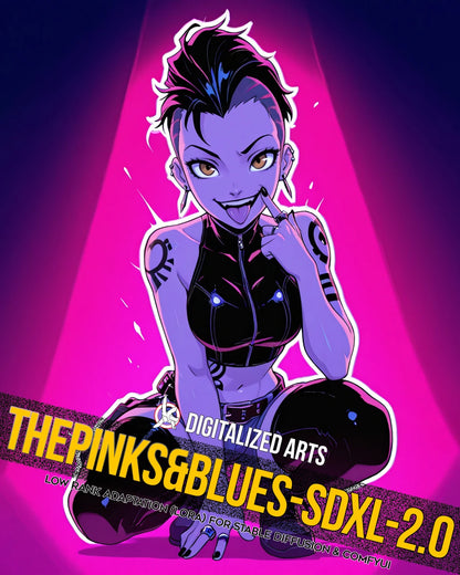 DigitalizedArts ThePinksNBlues - Cyberpunk Pop Art & Electric Color Gradient LoRA