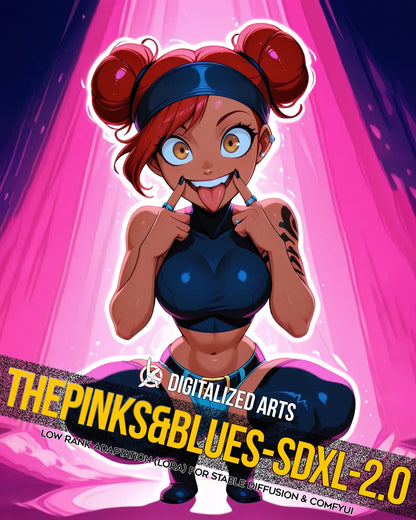 DigitalizedArts ThePinksNBlues - Cyberpunk Pop Art & Electric Color Gradient LoRA