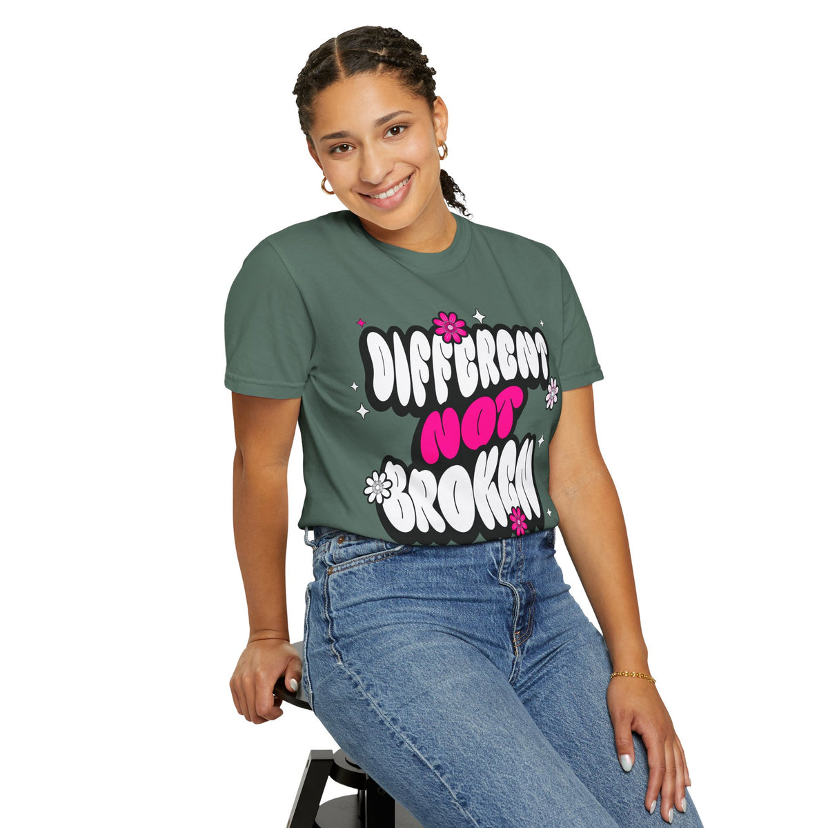 FPD - Different Not Broken Retro Groovy Shirt | Neurodiversity Acceptance & Mental Health Support Tee