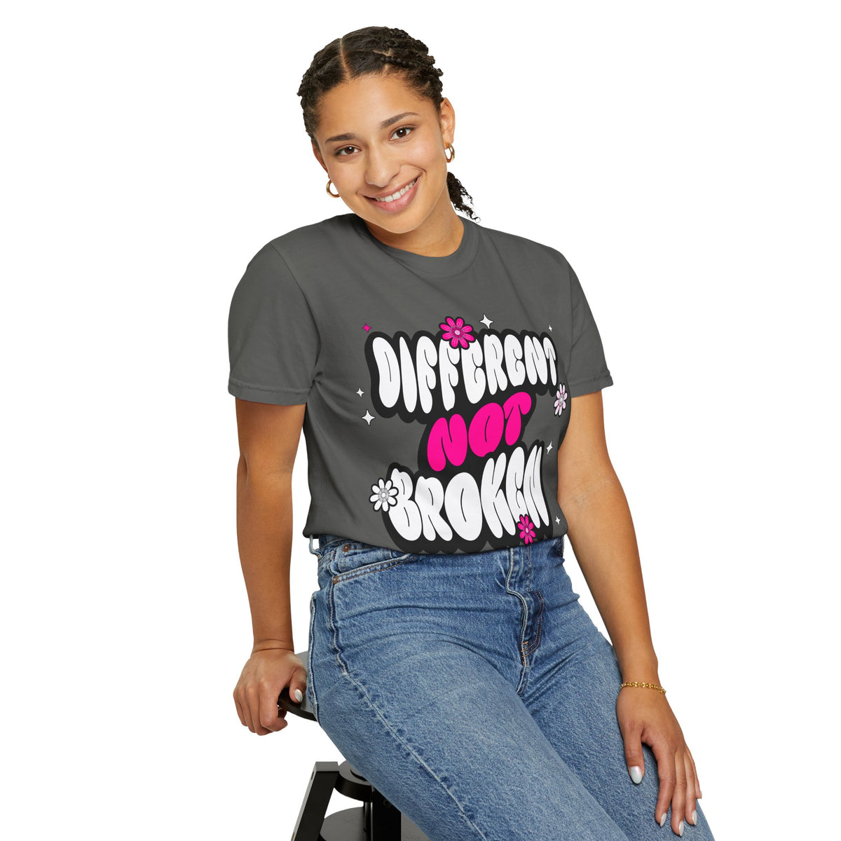 FPD - Different Not Broken Retro Groovy Shirt | Neurodiversity Acceptance & Mental Health Support Tee