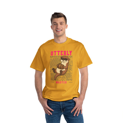 Otterly Wasted Oversized T-Shirt – Funny Animal Pun Graphic Tee | Beer Party Print