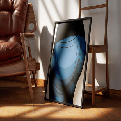 Framed digital art of jeans denim in a stylish room setting.