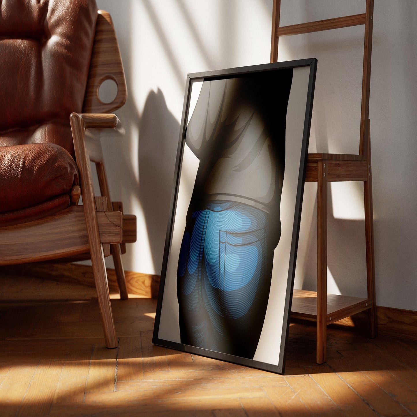 Jeans Denim Model 48 digital art by Baked Art, showcasing authentic denim textures in a stylish framed display.