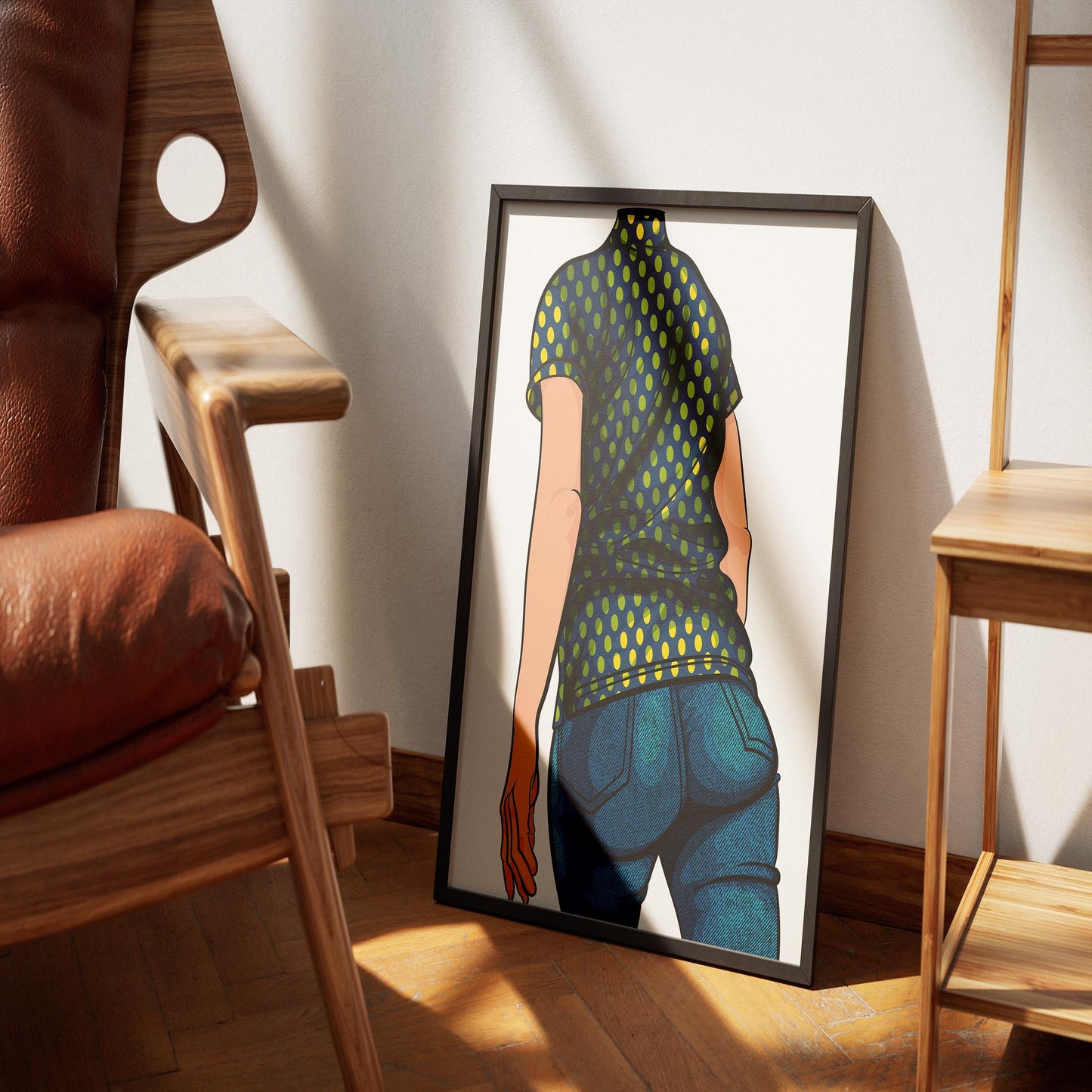 Illustration of Baked Art - Jeans Denim Model 56 with dotted top and detailed jeans in frame, perfect for digital art and fashion projects.