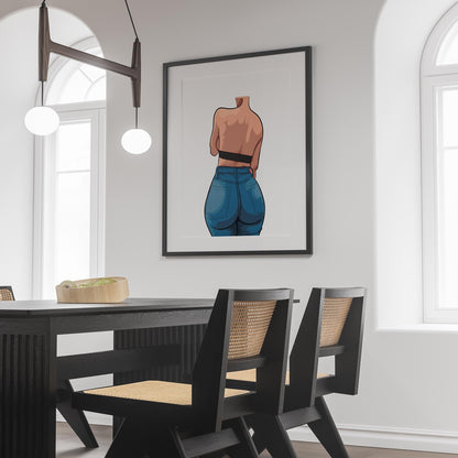Digital art of Jeans Denim Model 59, emphasizing denim texture and dynamic posture.