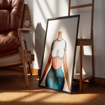 Artwork featuring model in high-waisted jeans and crop top, showcasing Baked Art - Jeans Denim Model 68.