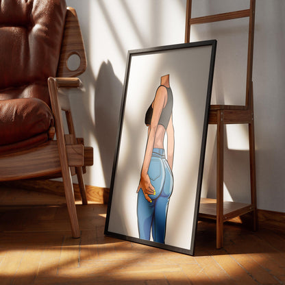 Stylish digital art featuring Baked Art - Jeans Denim Model 75, highlighting the fit and design with a dynamic pose and bold color contrast.