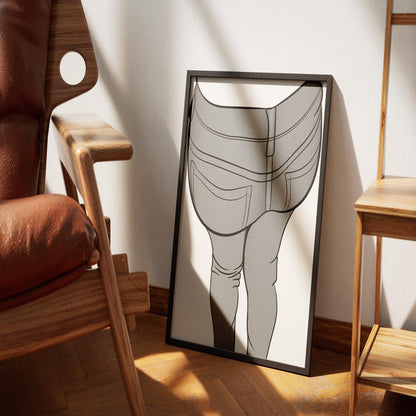 Jeans Denim Line Model Art 15 illustration in frame showcasing stylish line art design.