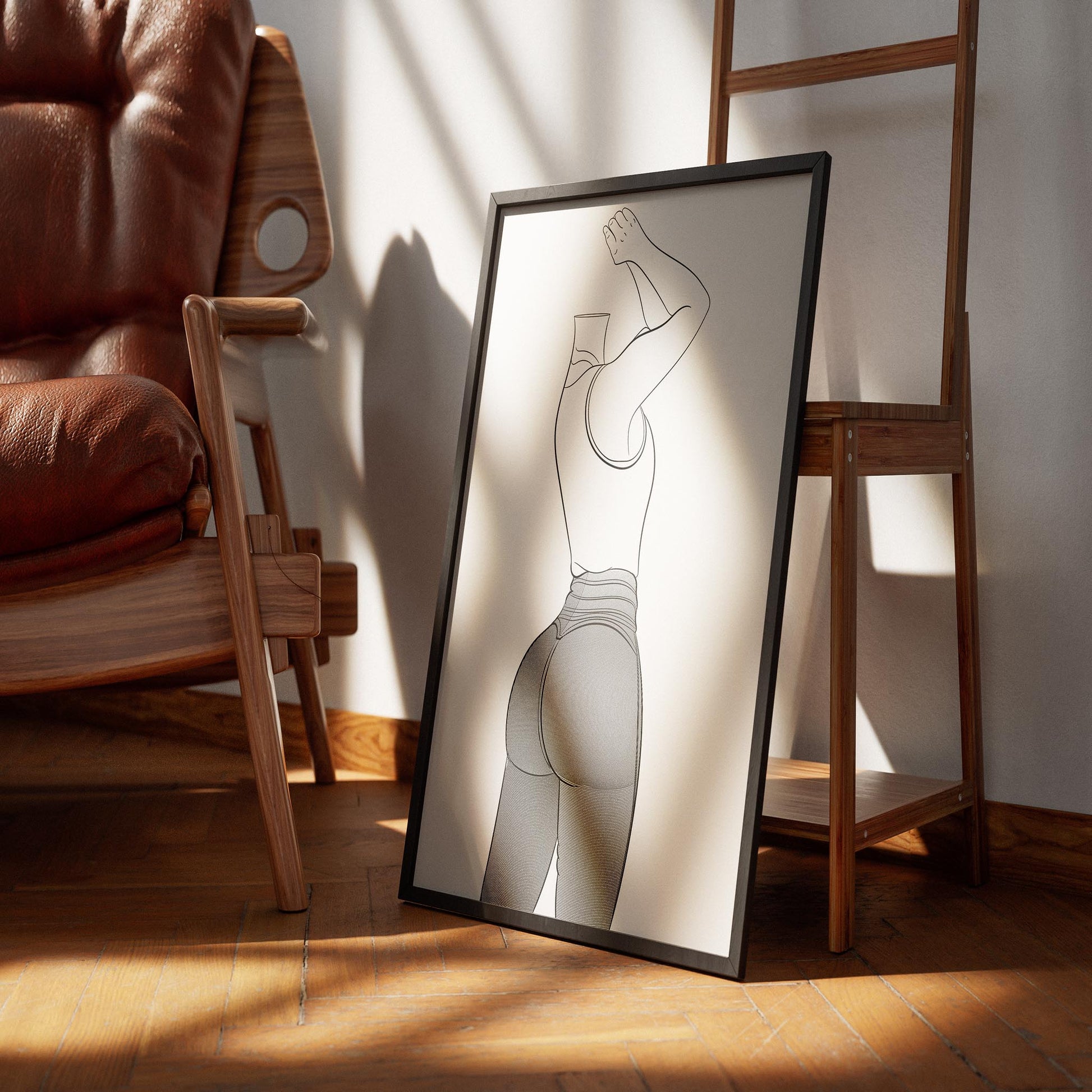 Jeans Denim - Line Model Art 26 poster featuring a character in a dynamic pose showcasing detailed denim texture and form-fitting style.