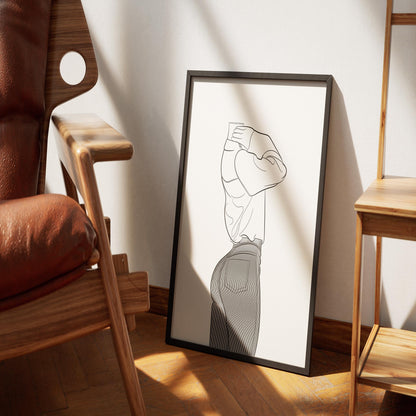Illustration of a character in fitted denim jeans and a loose sweatshirt from the Jeans Denim - Line Model Art 28 series, emphasizing clothing texture and pose.