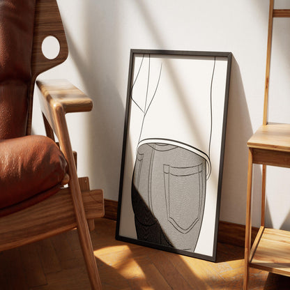 Line Art - Jeans Denim Model 48 framed artwork featuring unique denim design in a modern setting.
