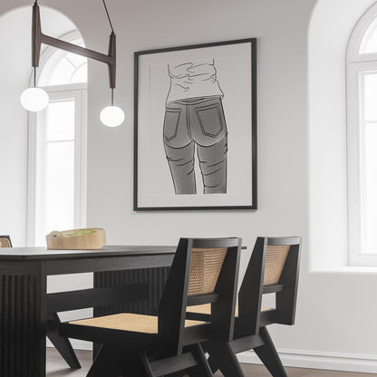 Line Art - Jeans Denim Model 51 illustration in a modern dining room setting.