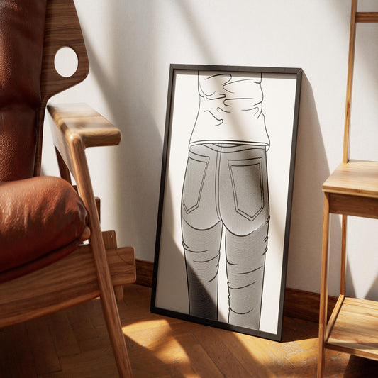 Line Art - Jeans Denim Model 51 framed artwork in room setting.