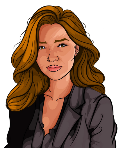 2D colored art portrait with detailed features and vibrant tones.